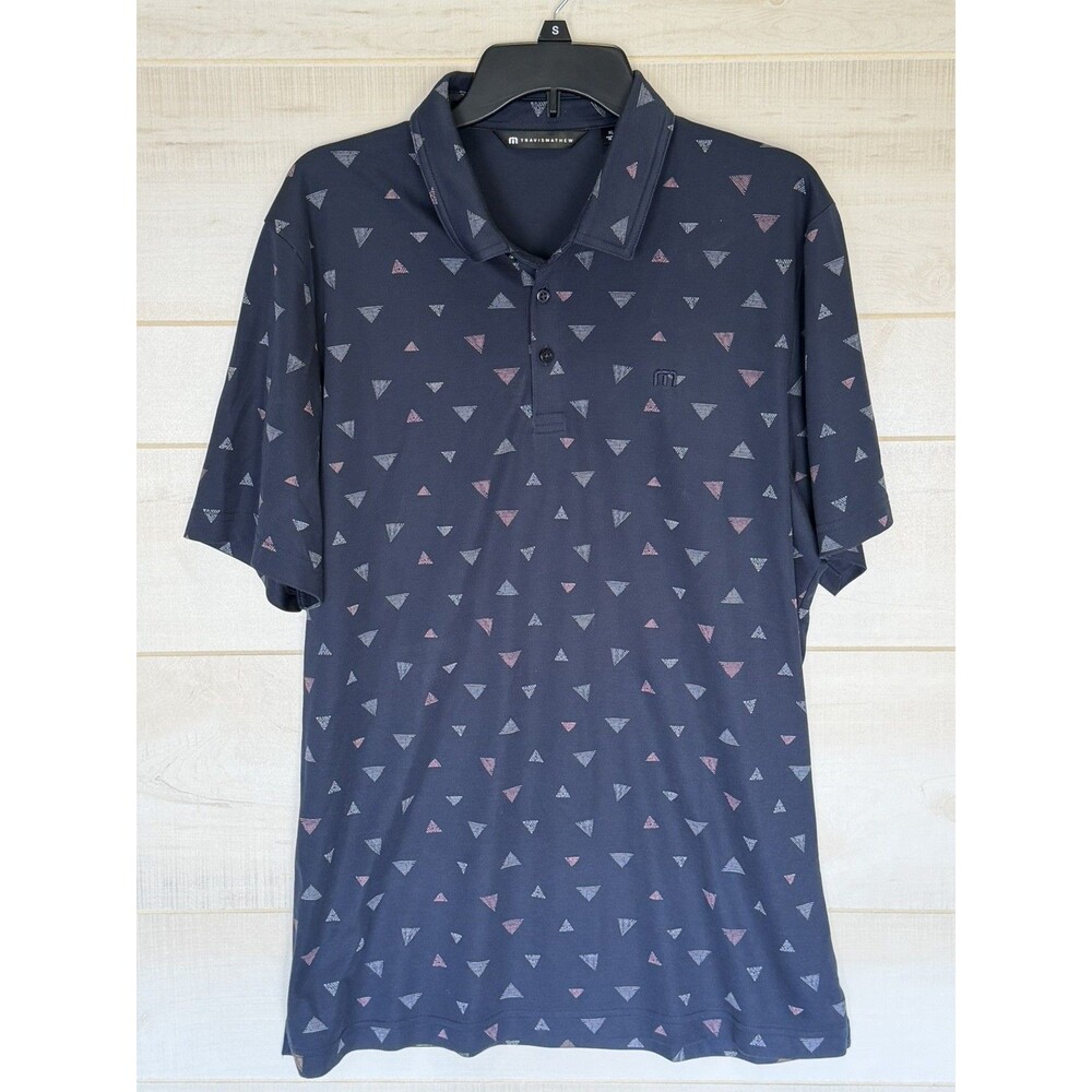 Travis Mathew Home Break Lifestyle Performance Polo Shirt Mens Size XL Geometric